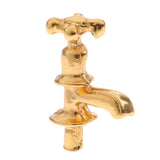 Maxbell Set of 10pcs Metal Golden Water Faucet Model 1/12 Dollhouse Room Items Accessories