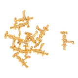 Maxbell Set of 10pcs Metal Golden Water Faucet Model 1/12 Dollhouse Room Items Accessories