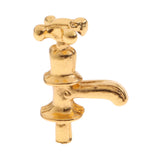 Maxbell Set of 10pcs Metal Golden Water Faucet Model 1/12 Dollhouse Room Items Accessories
