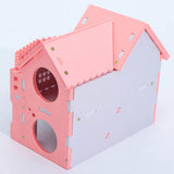 Maxbell Double Layers Hamster Wooden Pink Villa House Small Pet Hideout Rats Home