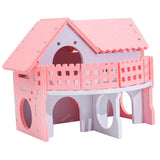 Maxbell Double Layers Hamster Wooden Pink Villa House Small Pet Hideout Rats Home