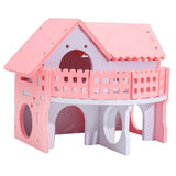 Maxbell Double Layers Hamster Wooden Pink Villa House Small Pet Hideout Rats Home