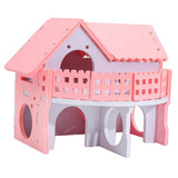 Maxbell Double Layers Hamster Wooden Pink Villa House Small Pet Hideout Rats Home