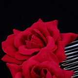 Maxbell Wedding Bridal Pearl Hair Comb Red Rose Crystal Headpiece Hair Accessory 10 x 9cm