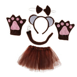 Maxbell Pack of 5 Animal Monkey Ears Headband Bow Tail Tutu Skirt Set Costume Accessories