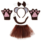Maxbell Pack of 5 Animal Monkey Ears Headband Bow Tail Tutu Skirt Set Costume Accessories