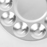Maxbell Round Professional Aluminium Paint Platte Tray 10 Wells Artist Art Palette Best for Acrylic, Oil, Watercolor Paints, Make Up Paints, Body Paints - 17cm, Pack of 1