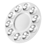 Maxbell Round Professional Aluminium Paint Platte Tray 10 Wells Artist Art Palette Best for Acrylic, Oil, Watercolor Paints, Make Up Paints, Body Paints - 17cm, Pack of 1