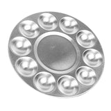 Maxbell Round Professional Aluminium Paint Platte Tray 10 Wells Artist Art Palette Best for Acrylic, Oil, Watercolor Paints, Make Up Paints, Body Paints - 17cm, Pack of 1