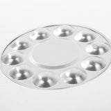Maxbell Round Professional Aluminium Paint Platte Tray 10 Wells Artist Art Palette Best for Acrylic, Oil, Watercolor Paints, Make Up Paints, Body Paints - 17cm, Pack of 1