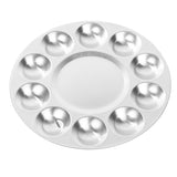 Maxbell Round Professional Aluminium Paint Platte Tray 10 Wells Artist Art Palette Best for Acrylic, Oil, Watercolor Paints, Make Up Paints, Body Paints - 17cm, Pack of 1