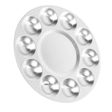 Maxbell Round Professional Aluminium Paint Platte Tray 10 Wells Artist Art Palette Best for Acrylic, Oil, Watercolor Paints, Make Up Paints, Body Paints - 17cm, Pack of 1