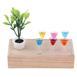 Maxbell Mini Green Plant and 6pcs Goblet Decor Dollhouse 1/12 Miniature Garden Accessory House Decor