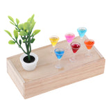 Maxbell Mini Green Plant and 6pcs Goblet Decor Dollhouse 1/12 Miniature Garden Accessory House Decor