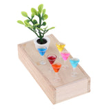 Maxbell Mini Green Plant and 6pcs Goblet Decor Dollhouse 1/12 Miniature Garden Accessory House Decor