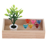 Maxbell Mini Green Plant and 6pcs Goblet Decor Dollhouse 1/12 Miniature Garden Accessory House Decor