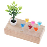 Maxbell Mini Green Plant and 6pcs Goblet Decor Dollhouse 1/12 Miniature Garden Accessory House Decor
