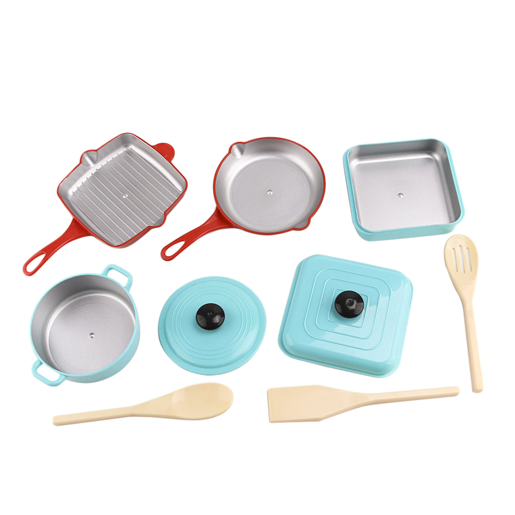 Maxbell 9pcs Plastic Simulation Kitchen Cookware Set Kitchen Pretend Toys For Kids