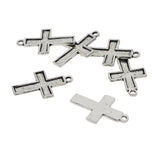 Maxbell 50 Pieces Lots 30x19 mm Vintage Cross Pendant Bezel Trays, Tibetan Silver, Blanks Cameo Bezel Cabochon Settings for Jewelry Making Charms Necklace Findings