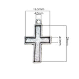 Maxbell 50 Pieces Lots 30x19 mm Vintage Cross Pendant Bezel Trays, Tibetan Silver, Blanks Cameo Bezel Cabochon Settings for Jewelry Making Charms Necklace Findings