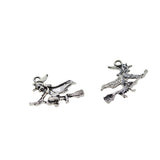 Maxbell 20 Pieces Halloween Charms Antique Silver Halloween Craft Supplies Charms Witch on Broomstick Pendants for Crafting, Jewelry Findings Making Accessory For DIY Necklace Bracelet