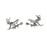 Maxbell 20 Pieces Halloween Charms Antique Silver Halloween Craft Supplies Charms Witch on Broomstick Pendants for Crafting, Jewelry Findings Making Accessory For DIY Necklace Bracelet