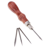 Maxbell 4 Needles with Wooden Handle Sewing Awl Hand Stitcher Shoe Repairing Tools