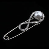 Maxbell Rhinestone Safety Pins Brooches Sweater Hat Scarf Breastpin Pearl Jewelry