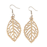 Maxbell DIY Unfinished Wooden Earrings Tree Leaf Dangle Drop Hook Earrings Party Jewelry