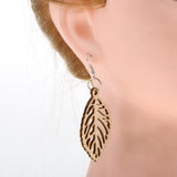 Maxbell DIY Unfinished Wooden Earrings Tree Leaf Dangle Drop Hook Earrings Party Jewelry