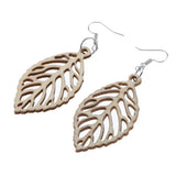 Maxbell DIY Unfinished Wooden Earrings Tree Leaf Dangle Drop Hook Earrings Party Jewelry