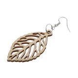 Maxbell DIY Unfinished Wooden Earrings Tree Leaf Dangle Drop Hook Earrings Party Jewelry