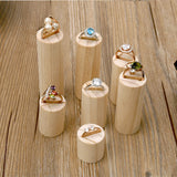 Maxbell 7 Pieces Unpainted Plain Cylinder Wooden Ring Rack Jewelry Display Stand Holder Organizer