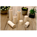 Maxbell 7 Pieces Unpainted Plain Cylinder Wooden Ring Rack Jewelry Display Stand Holder Organizer