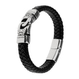 Maxbell Stainless Steel Braided Leather Bracelet for Men Bangle Wrap Magnetic Clasp