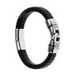 Maxbell Stainless Steel Braided Leather Bracelet for Men Bangle Wrap Magnetic Clasp