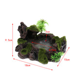 Maxbell Plant Moss Decorative Resin Roack Bowl Food Water Dish Feeder Plate for Terrarium Reptile Tanks