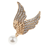 Maxbell Stunning Rhinestone Wings Pearl Dangel Pin Brooch Mens Suit Collar Lapel Pin
