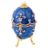 Maxbell Blue Enamel Faberge Easter Egg Jewelry Box Wedding Ring Storage Container