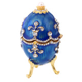 Maxbell Blue Enamel Faberge Easter Egg Jewelry Box Wedding Ring Storage Container