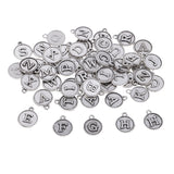 Maxbell 52 Pieces Antique Silver Tone Round 26 Alphabet English Letters Charms Pendants for DIY Jewelry Making Crafting Fit Necklace Bracelet Spacers Dangle Beads