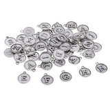 Maxbell 52 Pieces Antique Silver Tone Round 26 Alphabet English Letters Charms Pendants for DIY Jewelry Making Crafting Fit Necklace Bracelet Spacers Dangle Beads