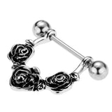 Maxbell 1 Pair Punk Stainless Steel Rose Flower String Dangle Barbell Mamilo Shield Ring 14 Gauge