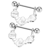 Maxbell 1 Pair Punk Stainless Steel Rose Flower String Dangle Barbell Mamilo Shield Ring 14 Gauge