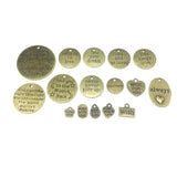 Maxbell 48 Pieces Antique Bronze Inspiration Words Charms Craft Supplies Mixed Pendants Beads Charms for Crafting, Jewelry Findings Making Accessory DIY Necklace Bracelet