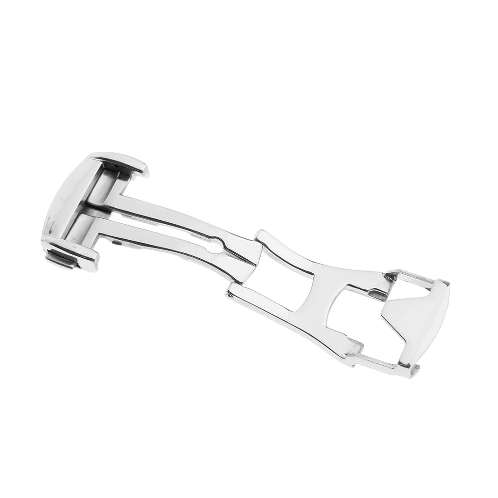 Maxbell High Polished Silver Stainless Steel Fold Deployment Clasp for Watch Band Strap Buckle 18mm