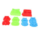 Maxbell 6 Pieces Of Plastic Colorful Vehicle Molds Kids Summer Beach Sandcastle Toy Set, Vehicle, Truck, Racing Car and Train