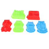 Maxbell 6 Pieces Of Plastic Colorful Vehicle Molds Kids Summer Beach Sandcastle Toy Set, Vehicle, Truck, Racing Car and Train