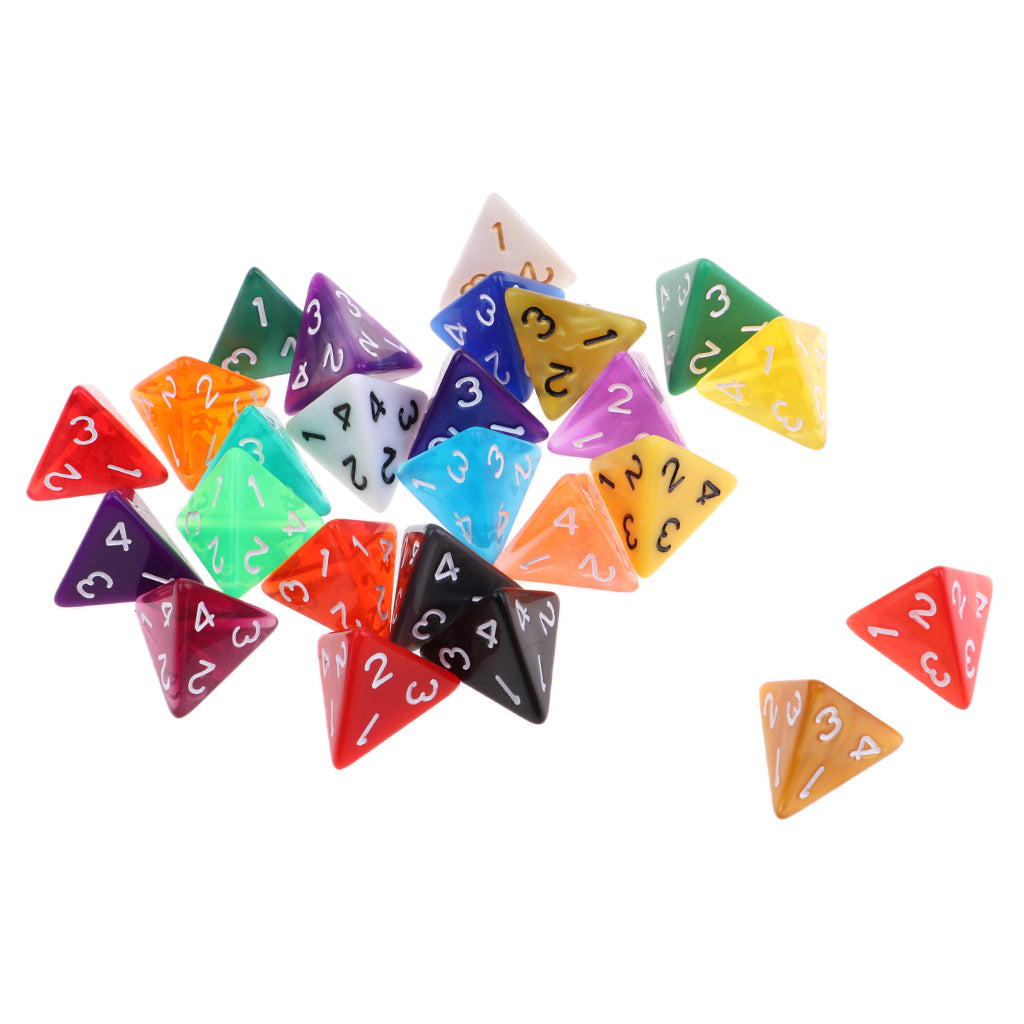 Maxbell 25 Pcs Polyhedral D4 Dice For TRPG Game Dungeons And Dragons Random Color