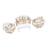 Maxbell Doll's House Miniatures Living Room Furniture Set Floral Sofa Couch End Table Kits 1:12